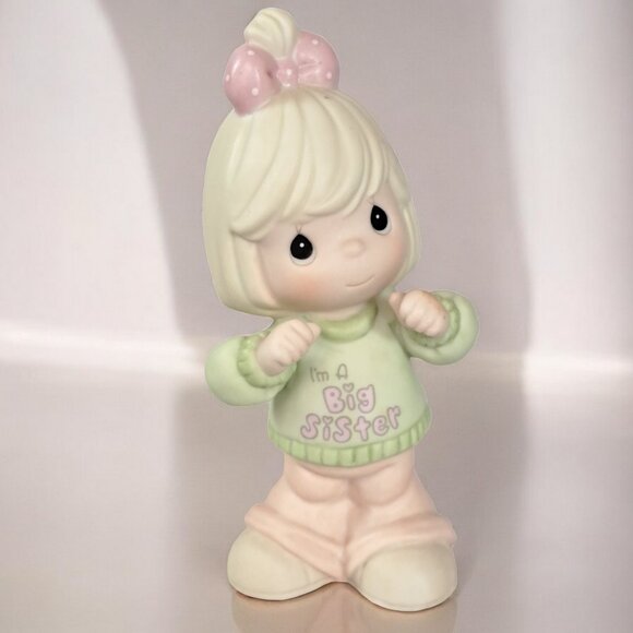 Precious Moments Big Sister Figurine with Pink Bow - Picture 1 of 14